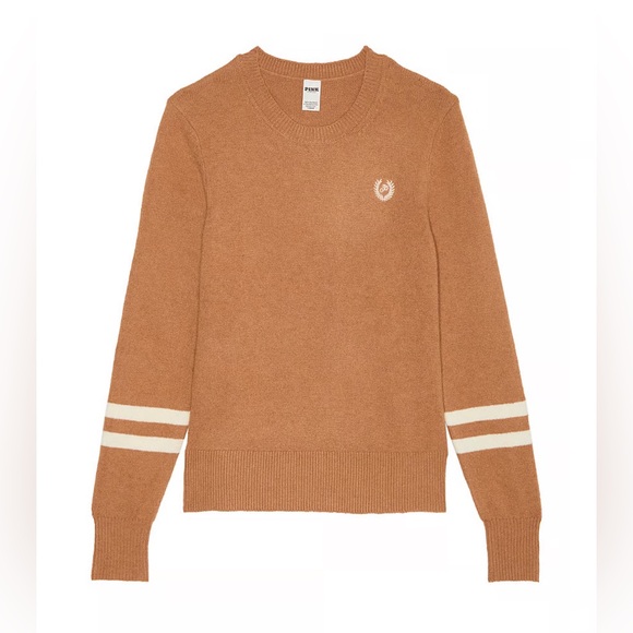 NWT Victoria Secret Pink COLLEGIATE KNIT CREWNECK SWEATER - Picture 1 of 1